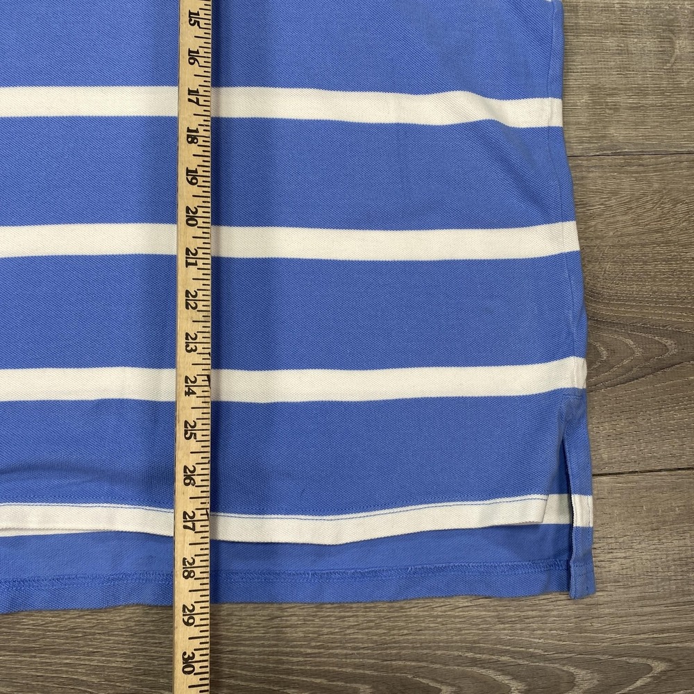 Polo Ralph Lauren Polo Shirt Mens Large Green Navy Striped Custom Fit Rugby Logo - Picture 12 of 16